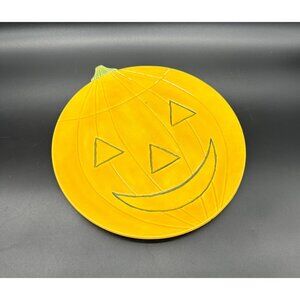 Vintage Pumpkin Plate Jack O Lantern Fall Halloween Decor 1977 Hand Painted